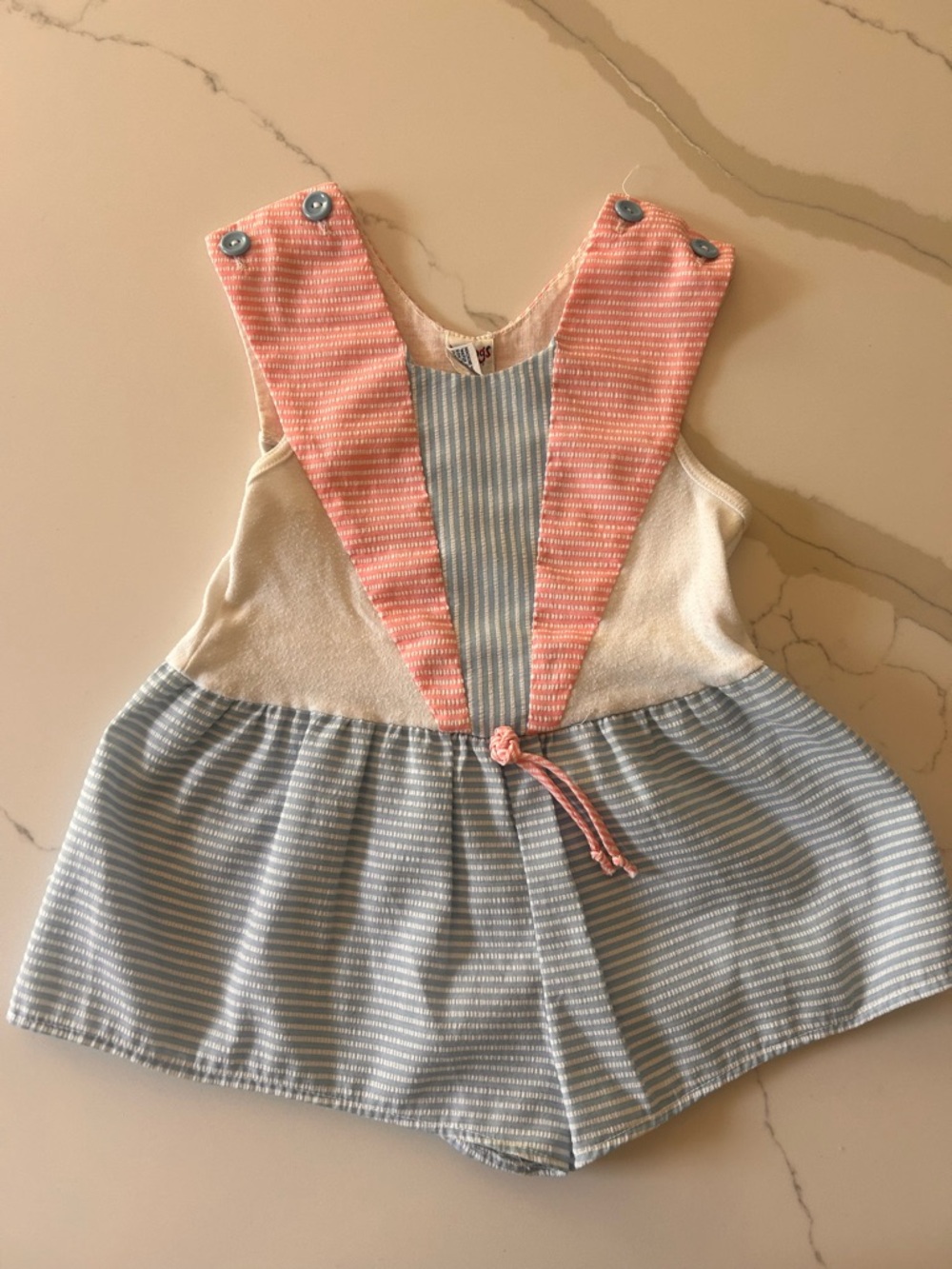 Vintage made in USA size 3t Striped Blue & Pink Cotton Baby Romper